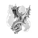 fully pitch black dragon with clover cover up tattoo tattoo design idea