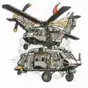 Black hawk helicopter tattoo design idea