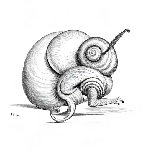 Lewis Carrol illustrated snail tattoo design idea