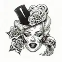 marilyn monroe mixed with misfits scull tattoo design idea