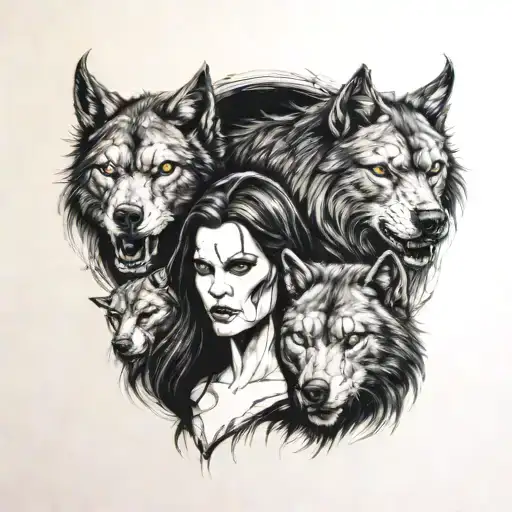 underworld selene and lycans  tattoo design idea