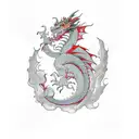 Dragon with Aquarius tattoo design idea
