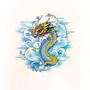 Dragon with Aquarius tattoo design idea