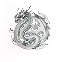 Dragon with Aquarius tattoo design idea
