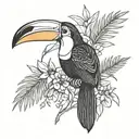 toucans monestera tattoo design idea