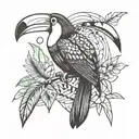 toucans monestera tattoo design idea