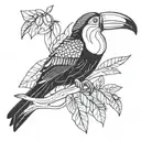 toucans monestera tattoo design idea