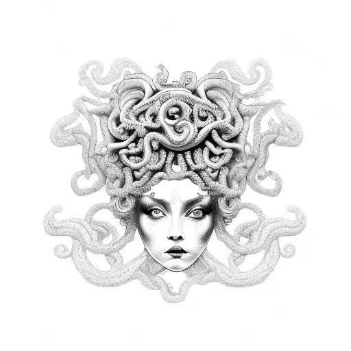 baroque courtesan kinky medusa gorgona tattoo design idea
