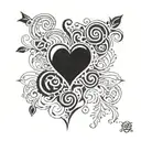 Heart surrounded by letters W, K, R, B tattoo design idea