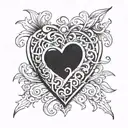 Heart surrounded by letters W, K, R, B tattoo design idea