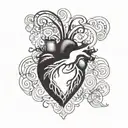 Heart surrounded by letters W, K, R, B tattoo design idea