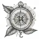 A compass with the script 'Keep Going' as the needle, symbolizing your love for traveling and perseverance tattoo design idea