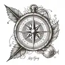 A compass with the script 'Keep Going' as the needle, symbolizing your love for traveling and perseverance tattoo design idea