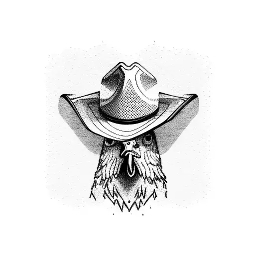 chicken with cowboy hat tattoo design idea