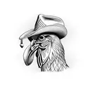 chicken with cowboy hat tattoo design idea