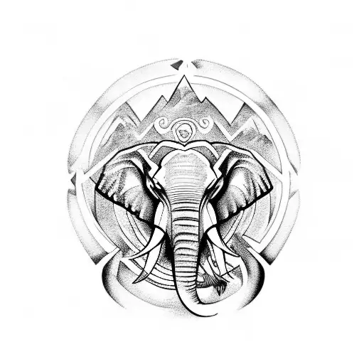 Totem of 3 animals. An elephant below, an eagle in the middle and a dragon above tattoo design idea
