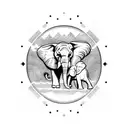 Totem of 3 animals. An elephant below, an eagle in the middle and a dragon above tattoo design idea