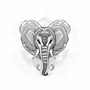 Totem of 3 animals. An elephant below, an eagle in the middle and a dragon above tattoo design idea