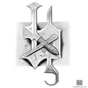 letters E.D.C with a Tomahawk tattoo design idea