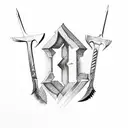 letters E.D.C with a Tomahawk tattoo design idea