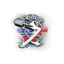 letters E.D.C with a Tomahawk tattoo design idea