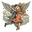 two people slow dancing on clouds tattoo design idea