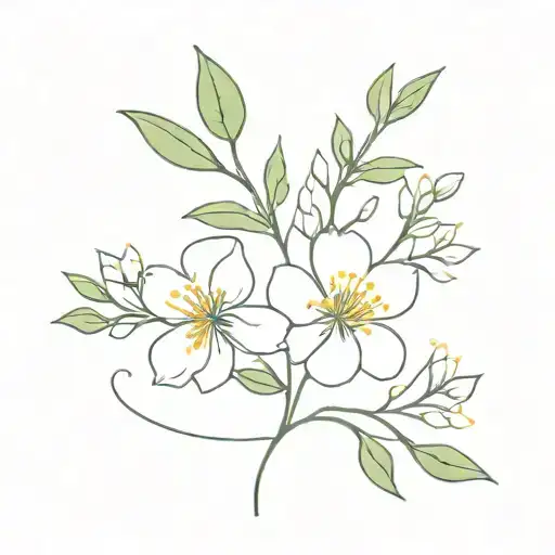 January, March, October, December birth flower tattoo design idea