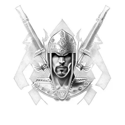 warrior with croatian flag  tattoo design idea