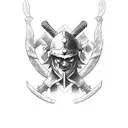 warrior with croatian flag  tattoo design idea