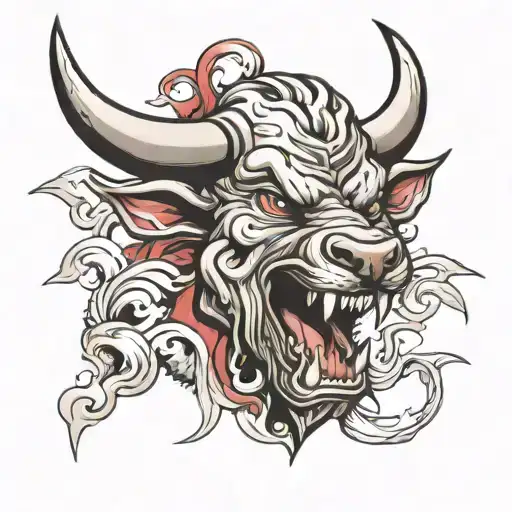 raging bull calm tattoo design idea