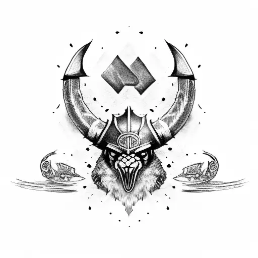 Viking, Raven, Bowser tattoo design idea