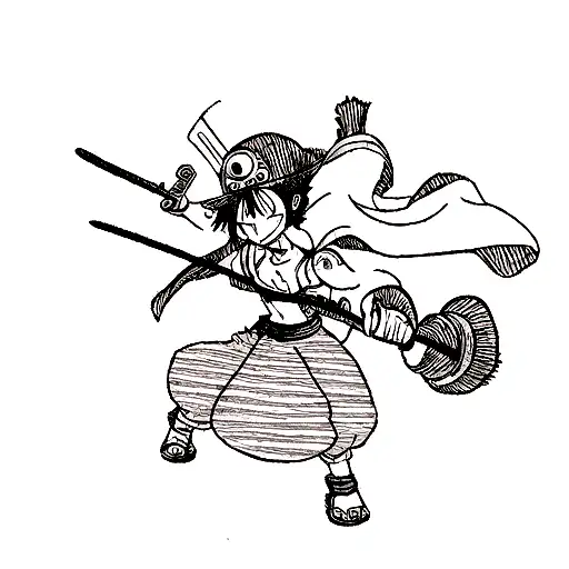 one piece anime tatoo design with luffys hat and zoros sword in the fore arm tattoo design idea