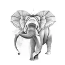 Panda Elephant Tree Bird tattoo design idea