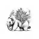 Panda Elephant Tree Bird tattoo design idea
