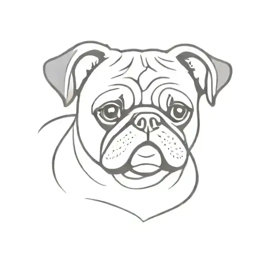 pug ears outline tattoo design idea