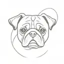pug ears outline tattoo design idea