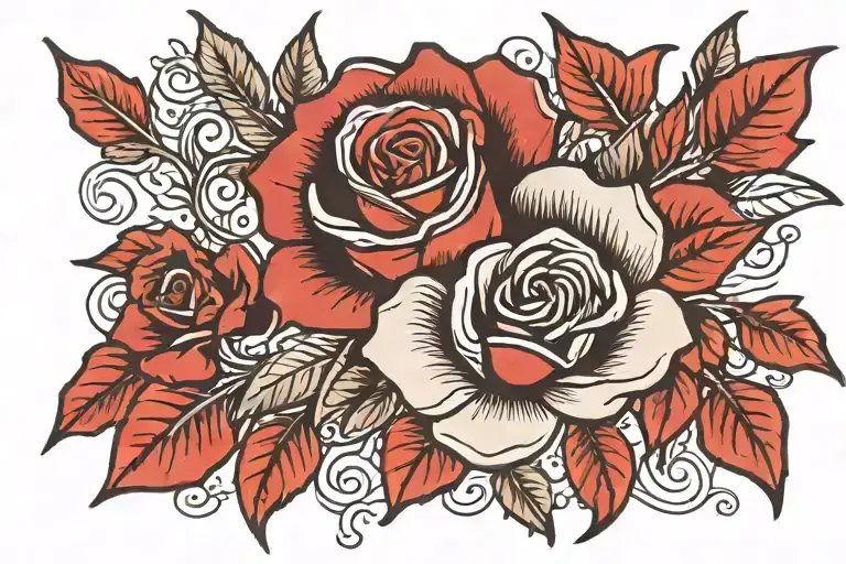 black and red rose  tattoo design idea