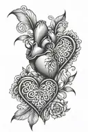 half open hearts   tattoo design idea