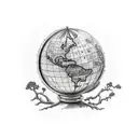 Live Oak compass globe tattoo design idea