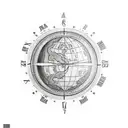 Live Oak compass globe tattoo design idea