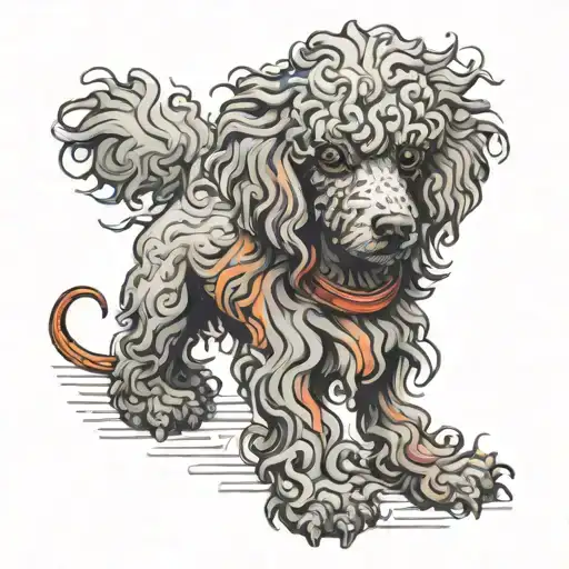 Surrealist tattoo of a miniature poodle tattoo design idea