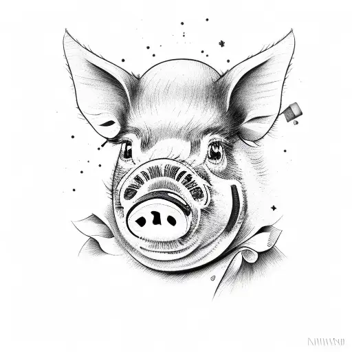 fancy pig tattoo design idea