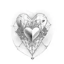heart shape with coordinates across middle over two lines tattoo design idea