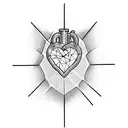 heart shape with coordinates across middle over two lines tattoo design idea