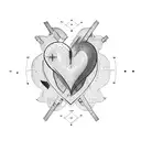 heart shape with coordinates across middle over two lines tattoo design idea