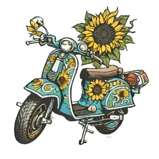indigenous, china, sunflowers, handball, vespa tattoo design idea