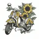 indigenous, china, sunflowers, handball, vespa tattoo design idea