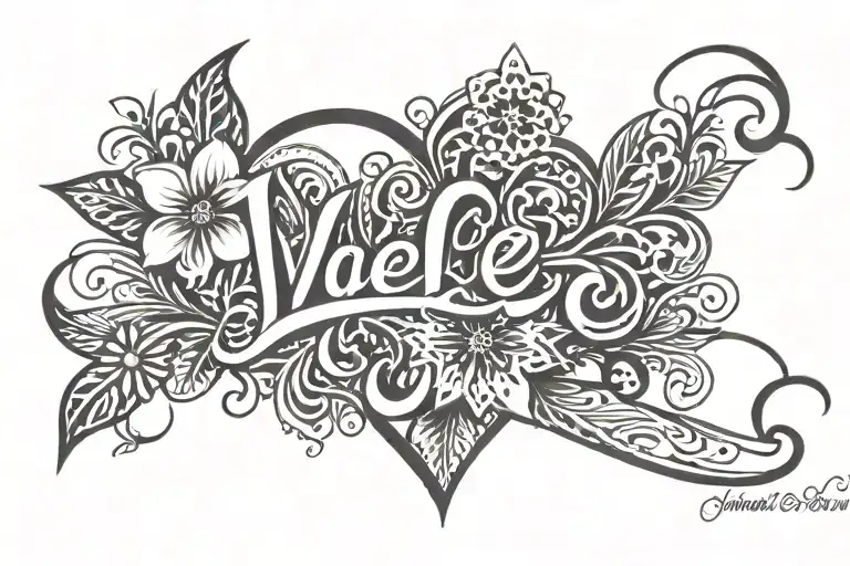 MaeLee in cursive writing with John 4:21 underneath it with a heart and flower tattoo design idea
