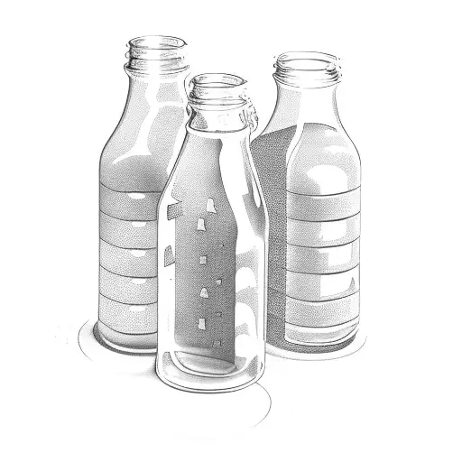 Glass Milk Bottle half full of Milk tattoo design idea