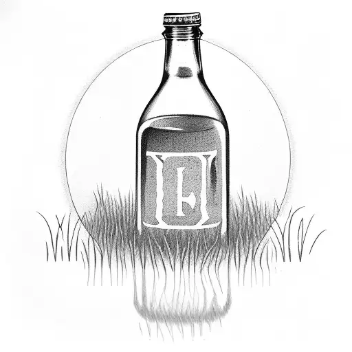 Glass Bottle of Milk infront of Grass, "UDC" written on front tattoo design idea